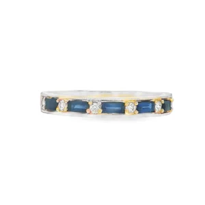 ring with Deep Blue Baguette Sapphires and diamonds. SKU  DDI-5-10166