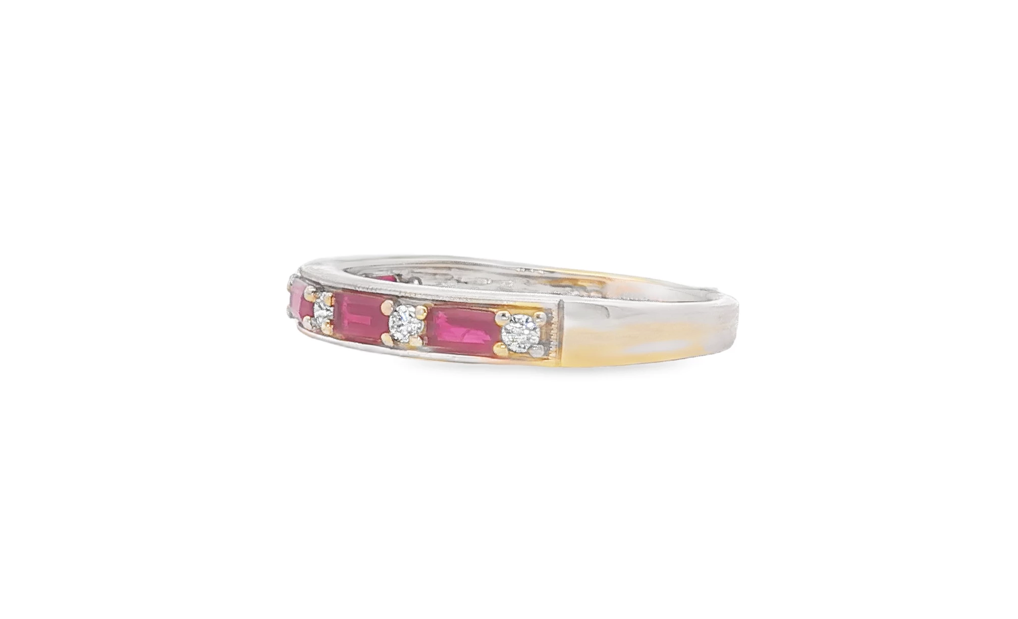 14k yellow gold Ring with Ruby Baguettes with diamonds. SKU DDI-5-10167 - Image 3