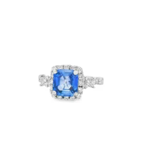 14kt White Gold Ring with Cornflower Blue Sapphire. SKU DDi-140-10022/5-10073