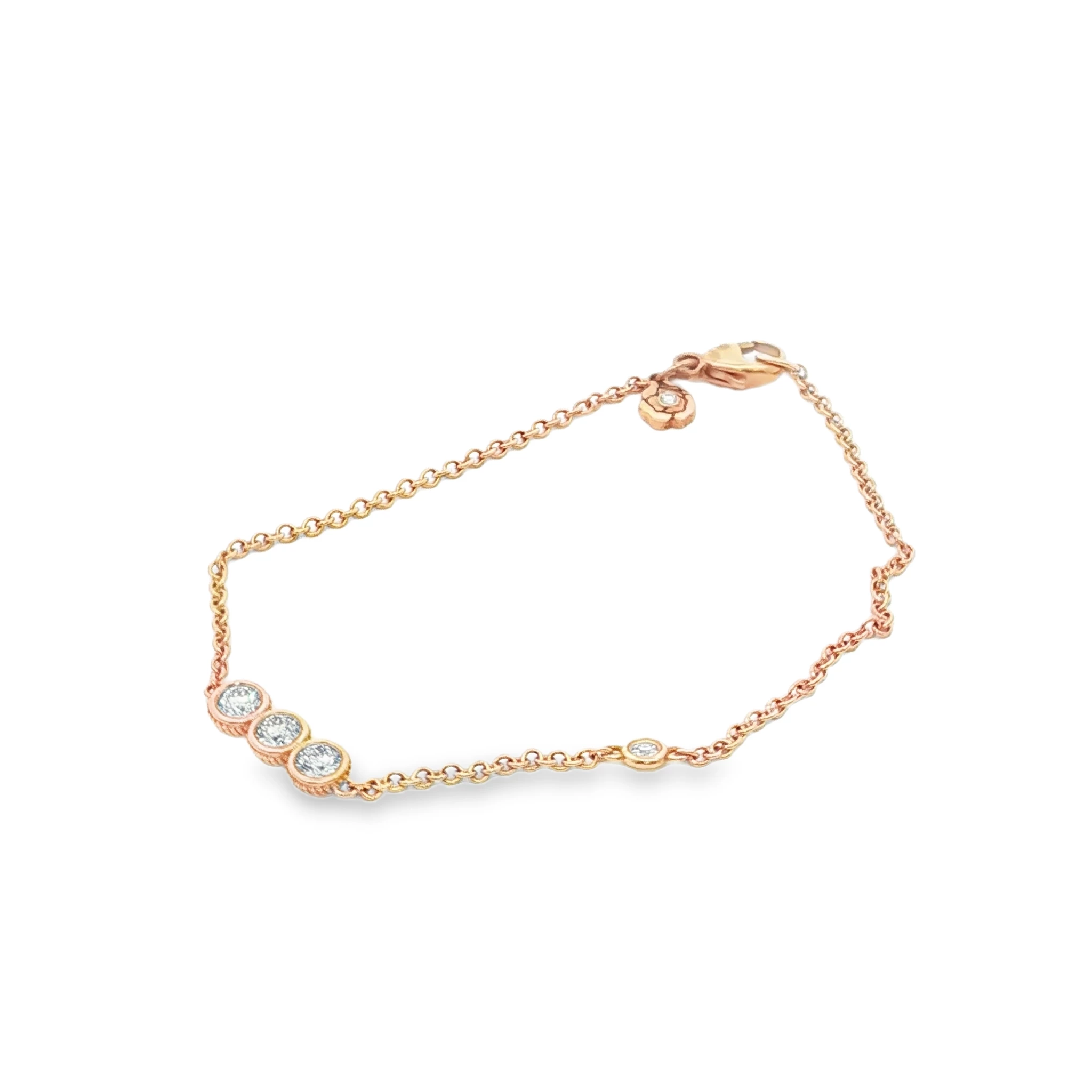 Rose Gold Chain Bracelet with Round Cut Diamonds. SKU GB-RB25 - Image 2