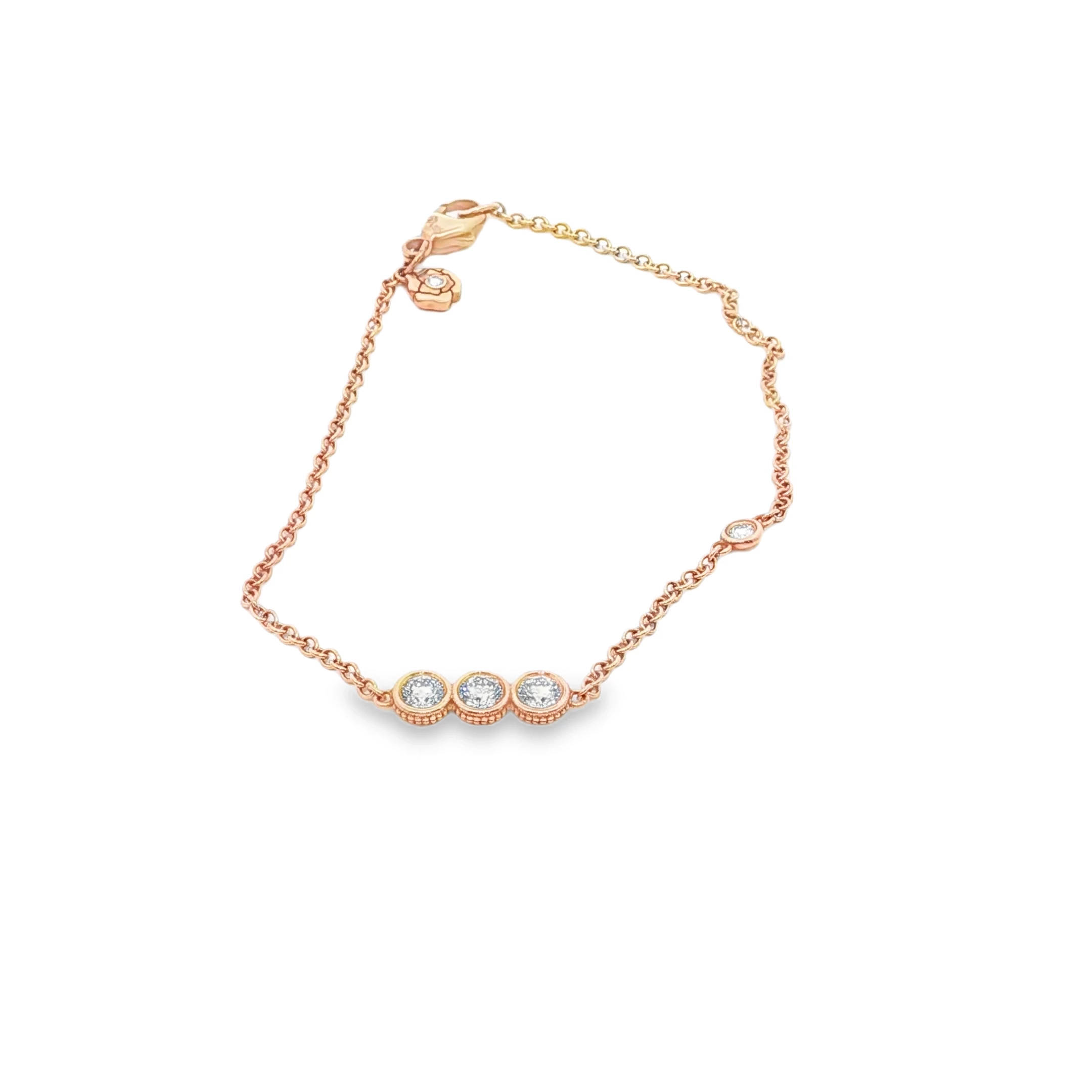 Rose Gold Chain Bracelet with Round Cut Diamonds. SKU GB-RB25