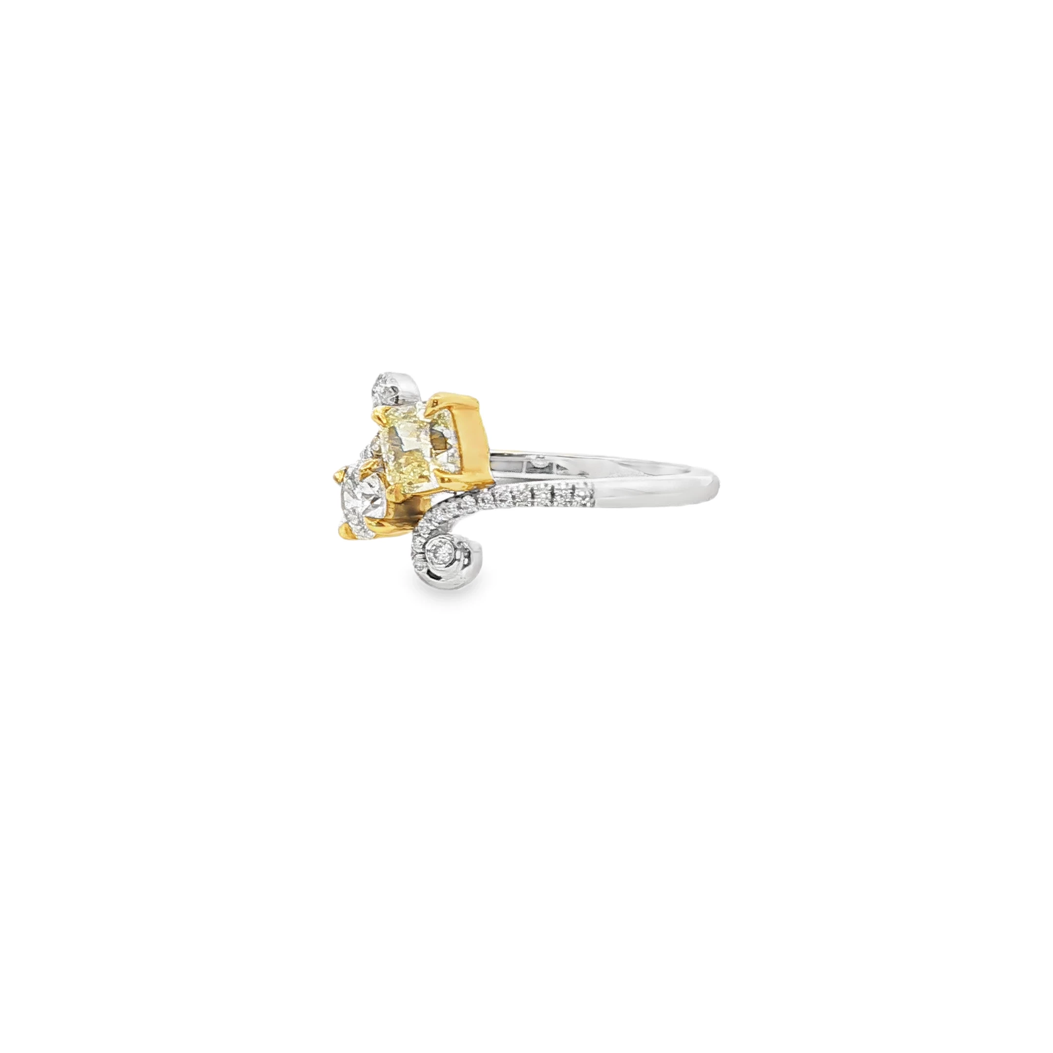 Fancy Yellow Cushion Cut Diamond Yellow Gold Multistone Ring SKU GD-142 - Image 2