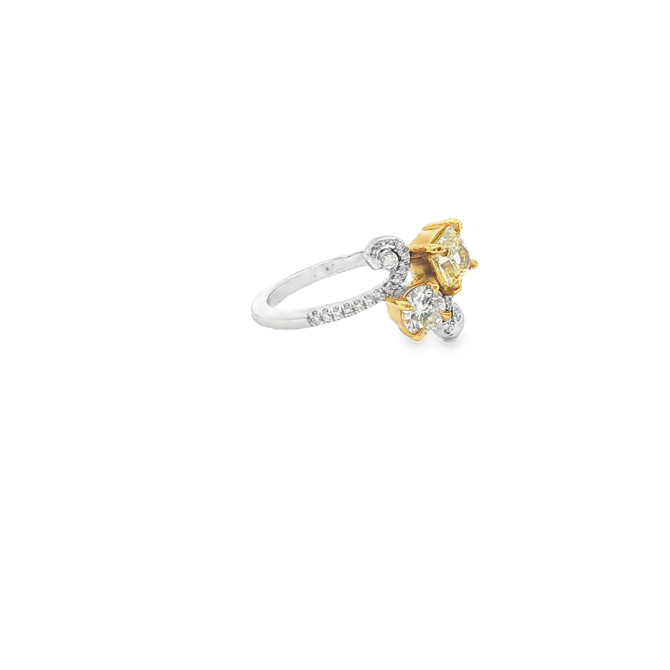 Fancy Yellow Cushion Cut Diamond Yellow Gold Multistone Ring SKU GD-142 - Image 3