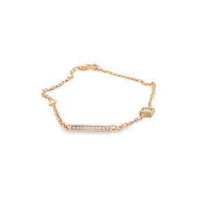 Rose Gold Chain Bracelet with Round Brilliant Diamonds. SKU GD-145-RG