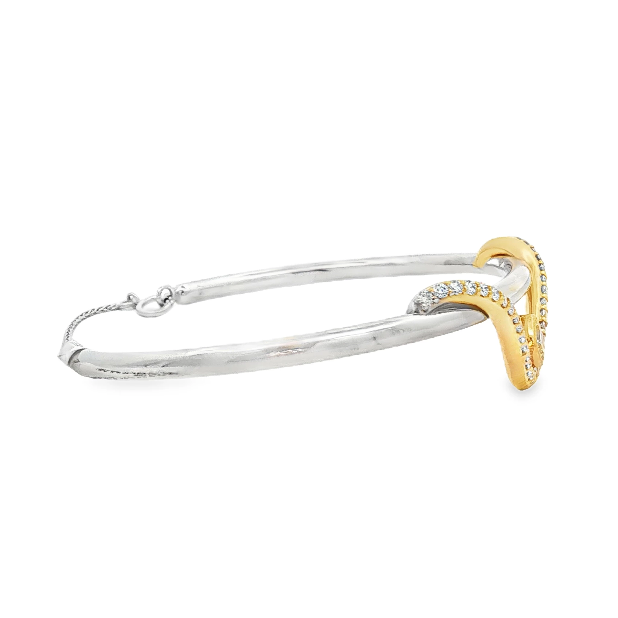 Gold Bangle with Fancy Yellow Diamond. SKU GD-B-Wave - Image 3