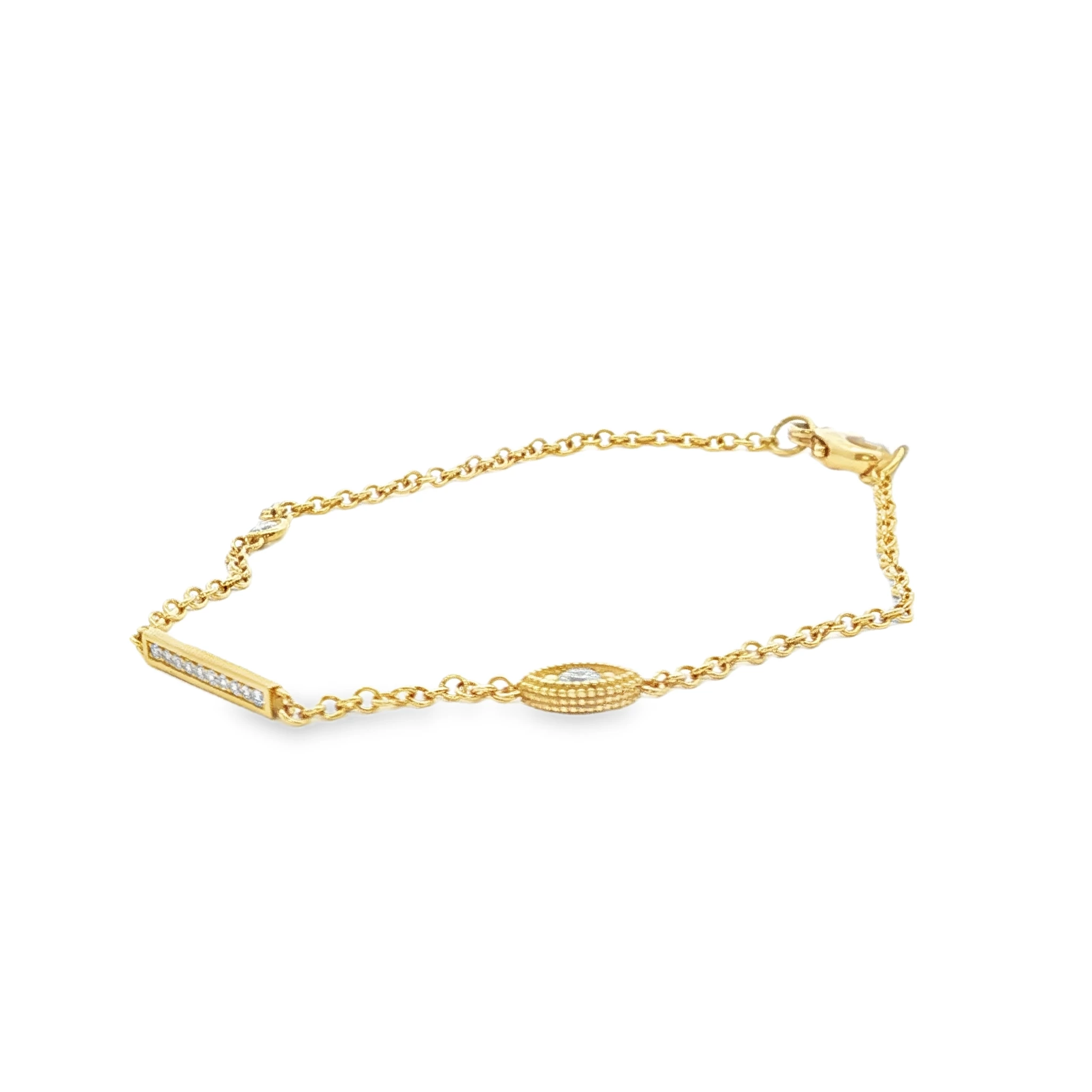 Yellow Gold Chain Bracelet with Round Brilliant Cut Diamonds. SKU GD-B150 - Image 2