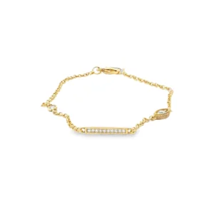 Yellow Gold Chain Bracelet with Round Brilliant Cut Diamonds.   SKU  GD-B150