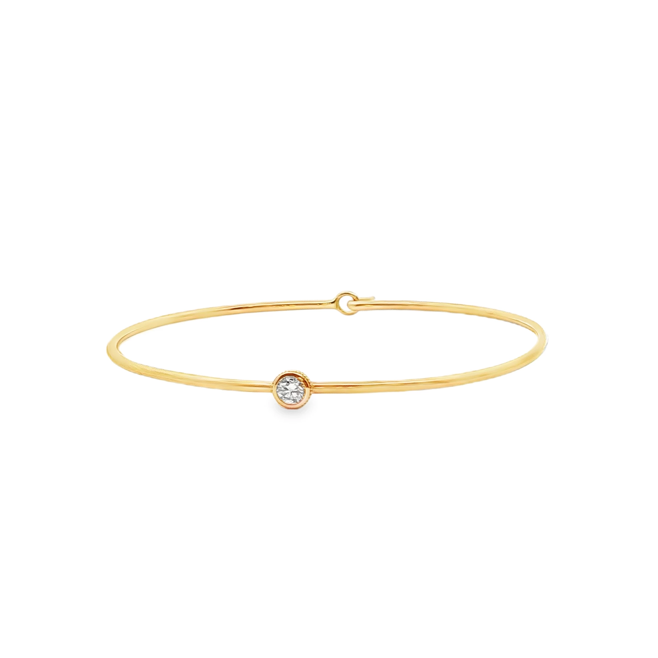 Delicate Rose Gold Bangle with Round Brilliant Diamond. SKU GD-BRAC-145 RG - Image 2