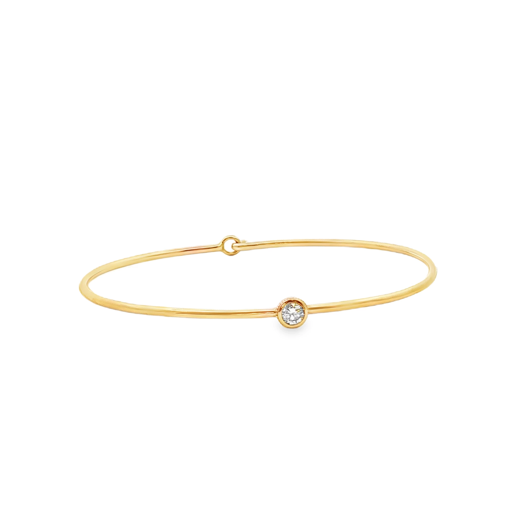 Delicate Rose Gold Bangle with Round Brilliant Diamond. SKU GD-BRAC-145 RG - Image 3