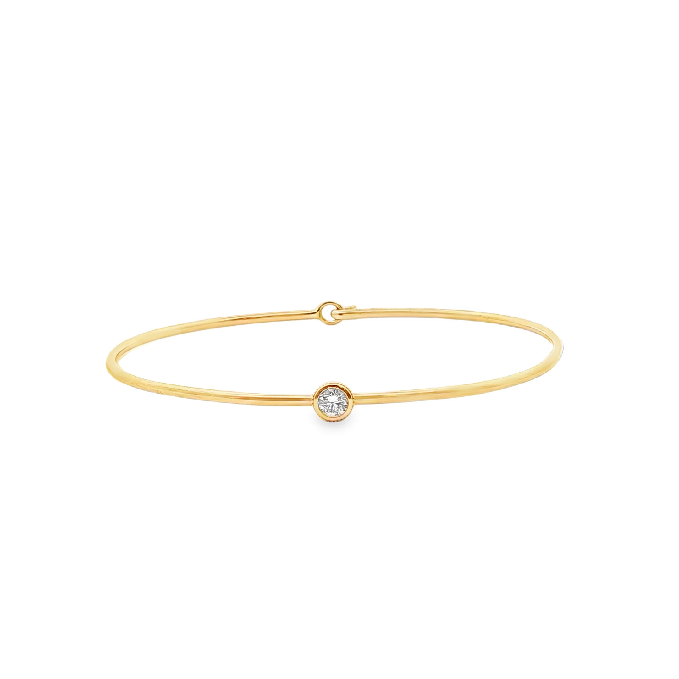 Delicate Rose Gold Bangle with Round Brilliant Diamond. SKU GD-BRAC-145 RG - Image 4