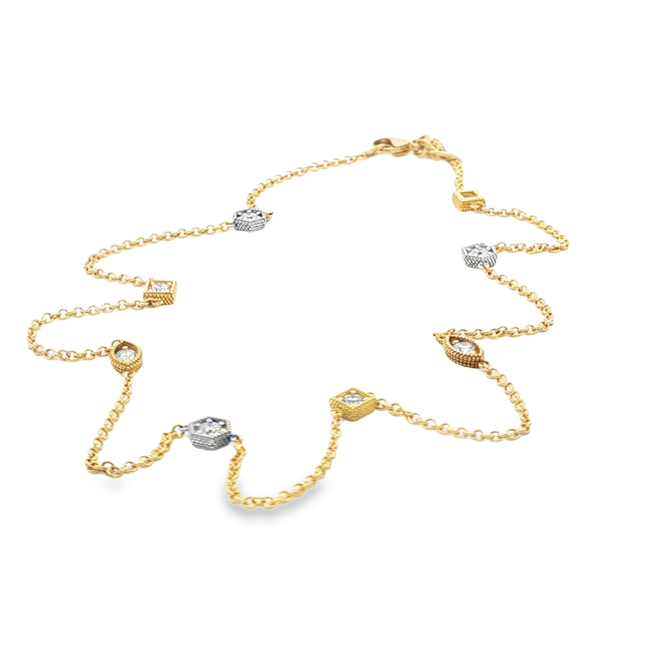 Yellow Gold Chain Necklace with Fancy Cut Diamonds. SKU GD-N150-152-YG - Image 3
