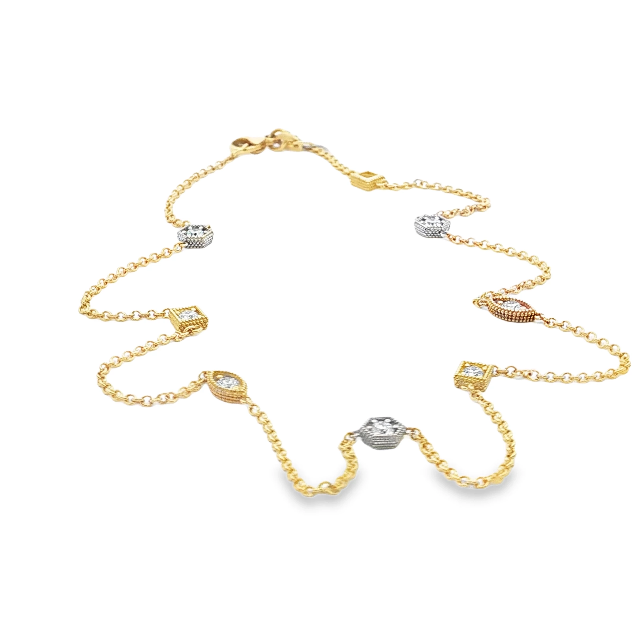 Yellow Gold Chain Necklace with Fancy Cut Diamonds. SKU GD-N150-152-YG - Image 4