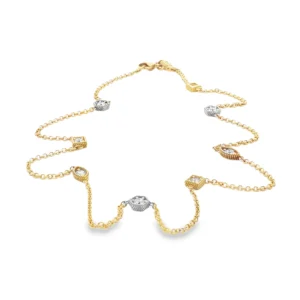 Yellow Gold Chain Necklace with Fancy Cut Diamonds. SKU GD-N150-152-YG