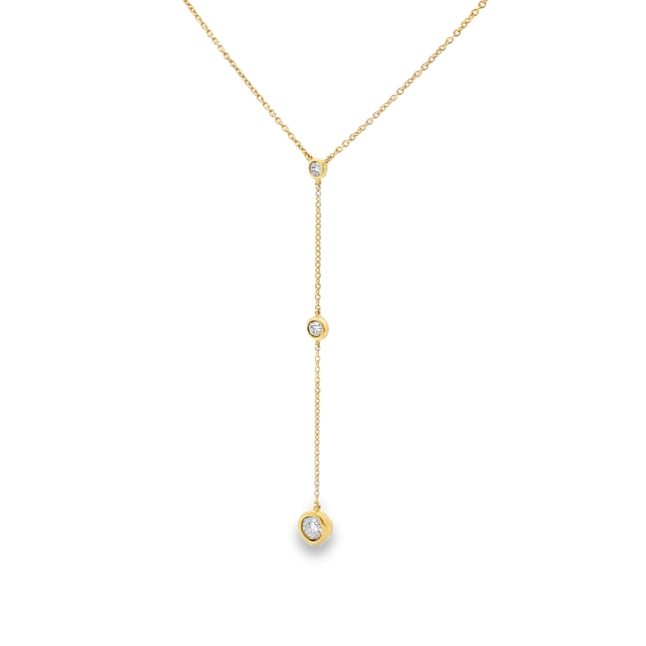 Yellow Gold Diamond Y Necklace with Round Brilliant Diamonds. SKU GD-N4-001-YG-BR - Image 2