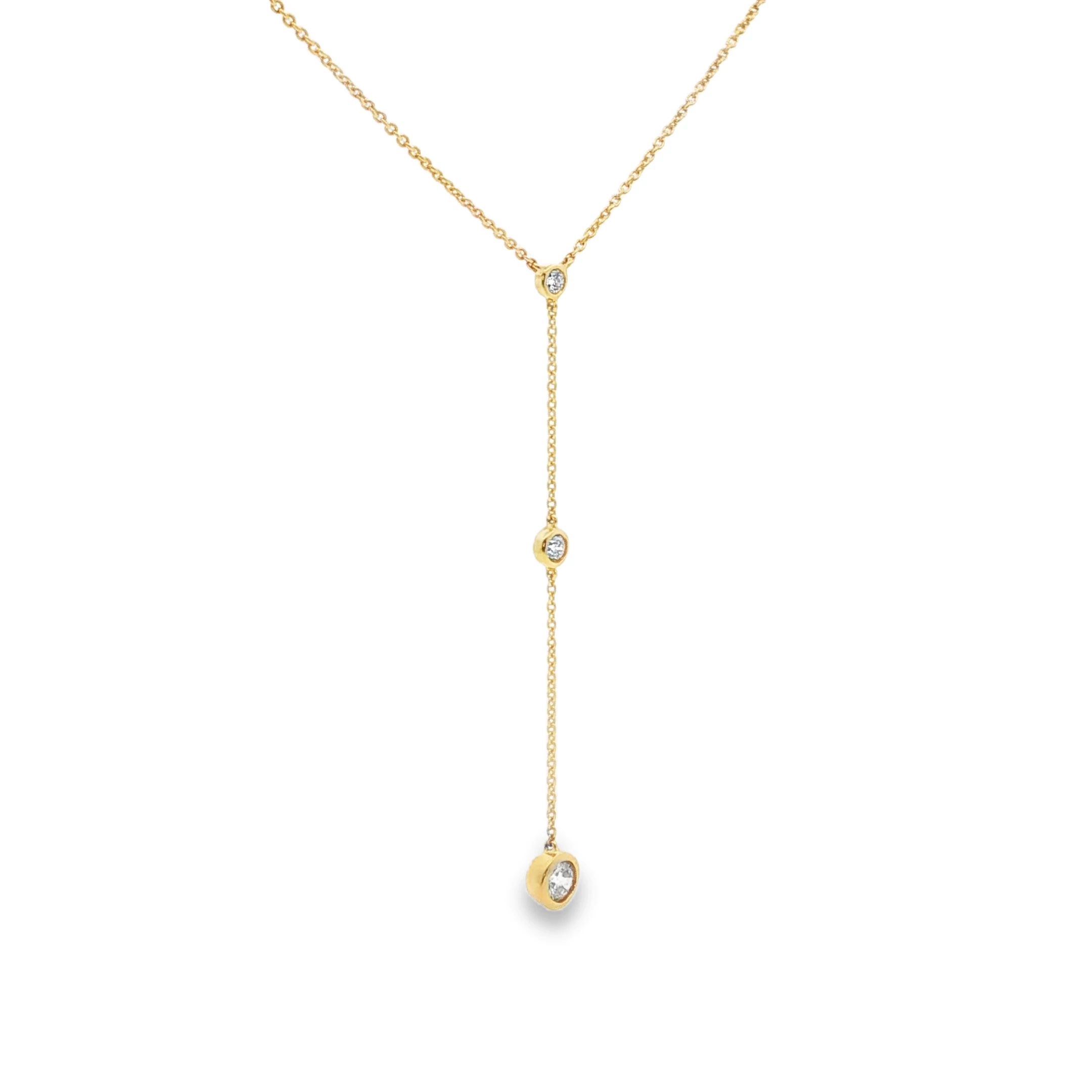 Yellow Gold Diamond Y Necklace with Round Brilliant Diamonds. SKU GD-N4-001-YG-BR - Image 4
