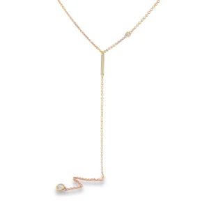 Rose Gold Diamond Y-Necklace with Round Brilliant Cut Diamonds. SKU GD-NB26