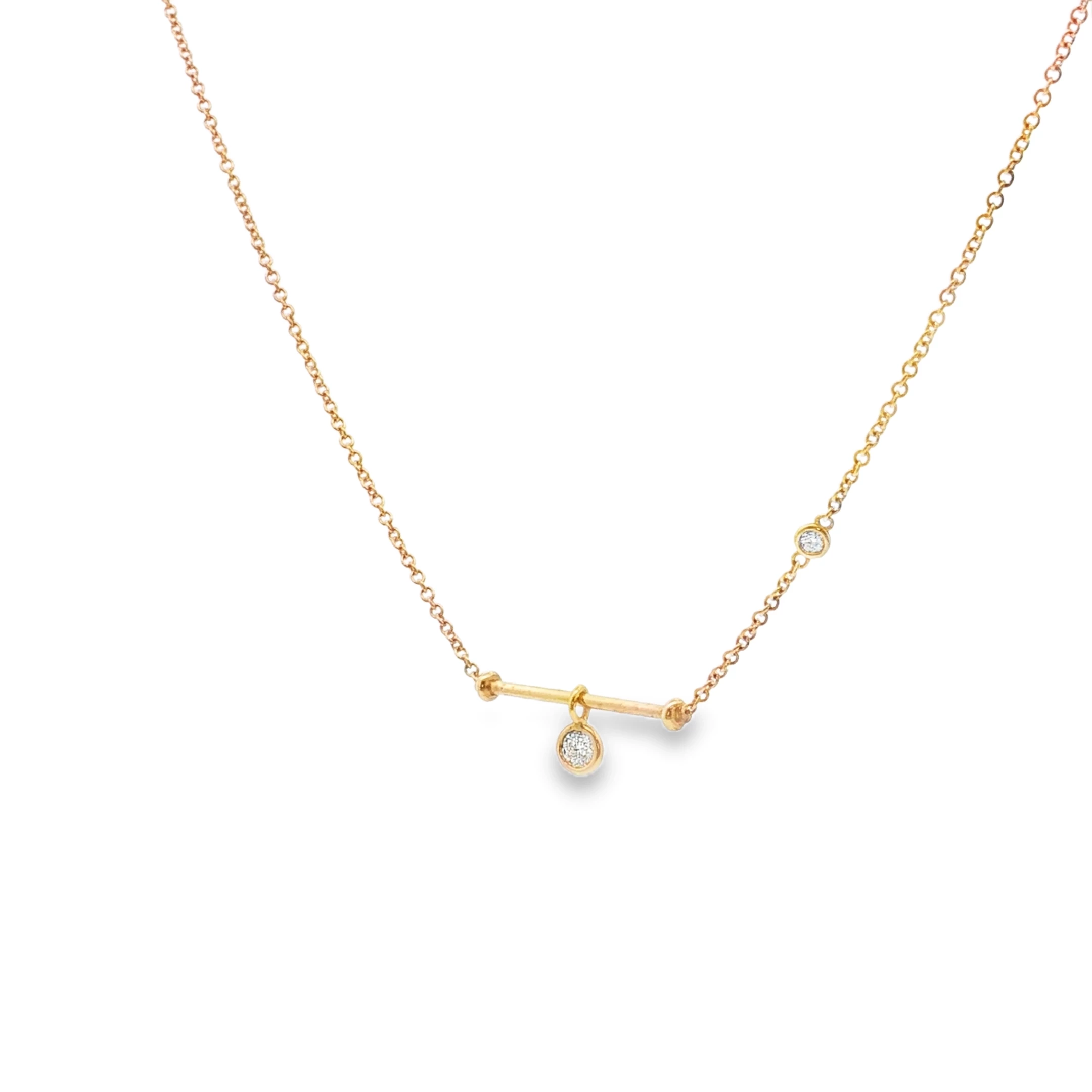 Rose Gold Chain Necklace with Round Brilliant Diamond Pendant. SKU GD-NB28-RG - Image 2