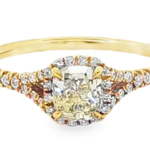 Cushion Cut Diamond Halo Engagement Ring in Rose Gold