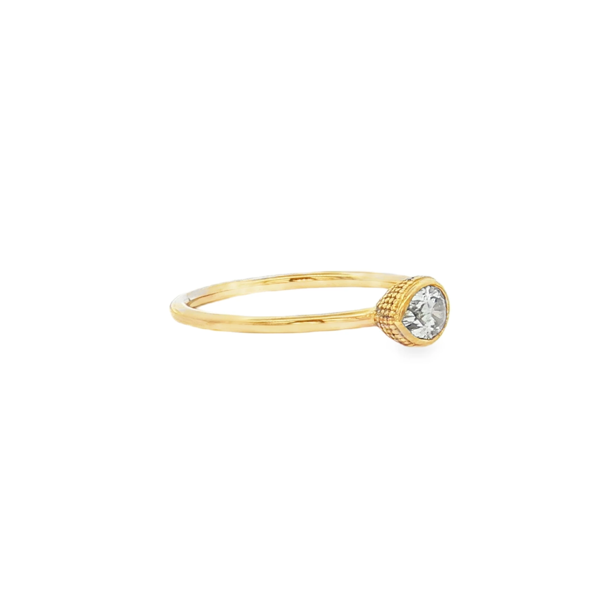 Pear-Cut Diamond Solitaire Ring in Yellow Gold. SKU GD-R144-YG - Image 3
