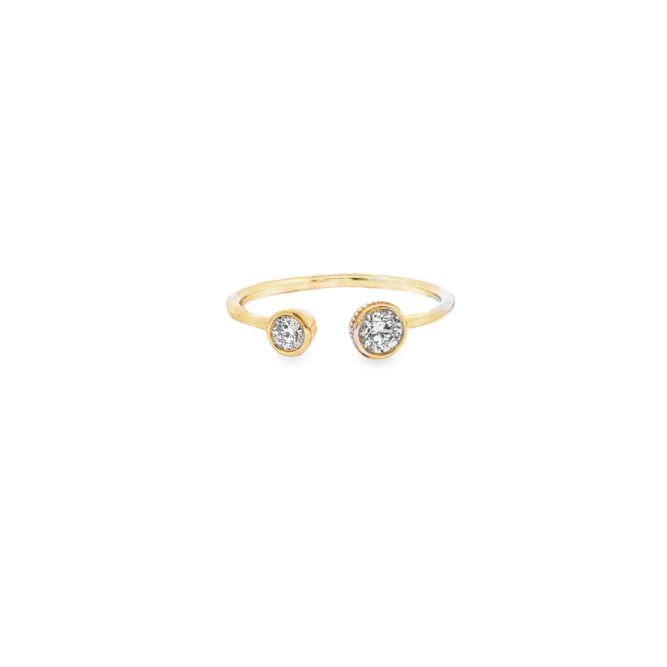 Rose Gold Open Ring with Round Brilliant Cut Diamonds. SKU GD-R146