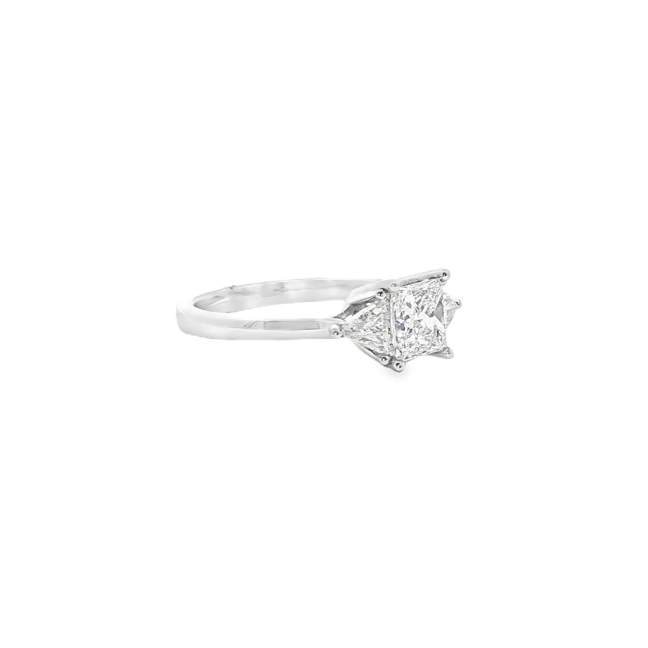 Platinum Multistone Ring with Princess Cut Diamond. SKU GD-RPTr-WG - Image 2