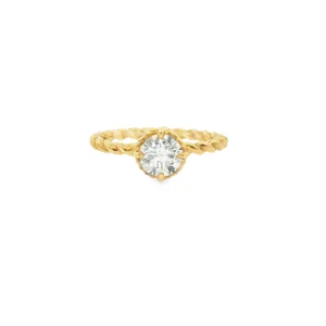 Twisted Band Yellow Gold Solitaire Ring with Round Diamond. SKU   JO-Grace- YG