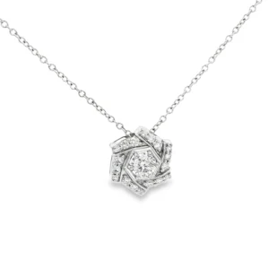 White Gold Diamond Necklace with Round Brilliant Cut. SKU PD-044B-5.7 17"