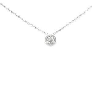 Elegant White Gold Necklace with Round Brilliant Diamond. SKU PD-080B-4.7 18"