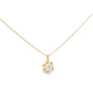 Yellow Gold Necklace with Round Brilliant Cut Diamond. SKU PD-103C-4.7-Y 17"