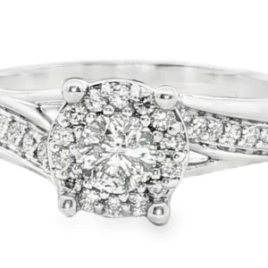 Platinum Engagement Ring with Round Cut Diamond