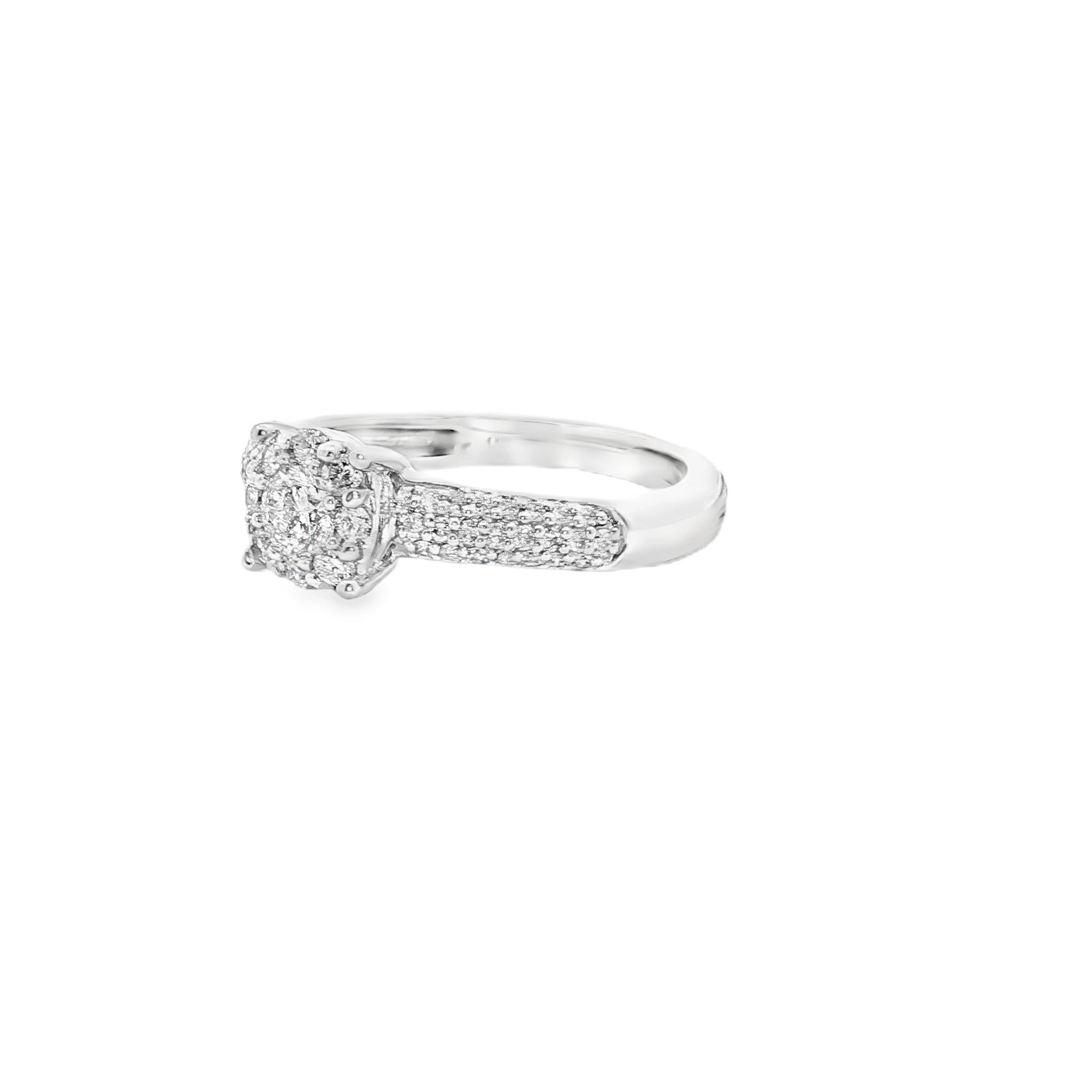 White Gold Engagement Ring with Round Cut Diamond SKU PR91 - Image 2