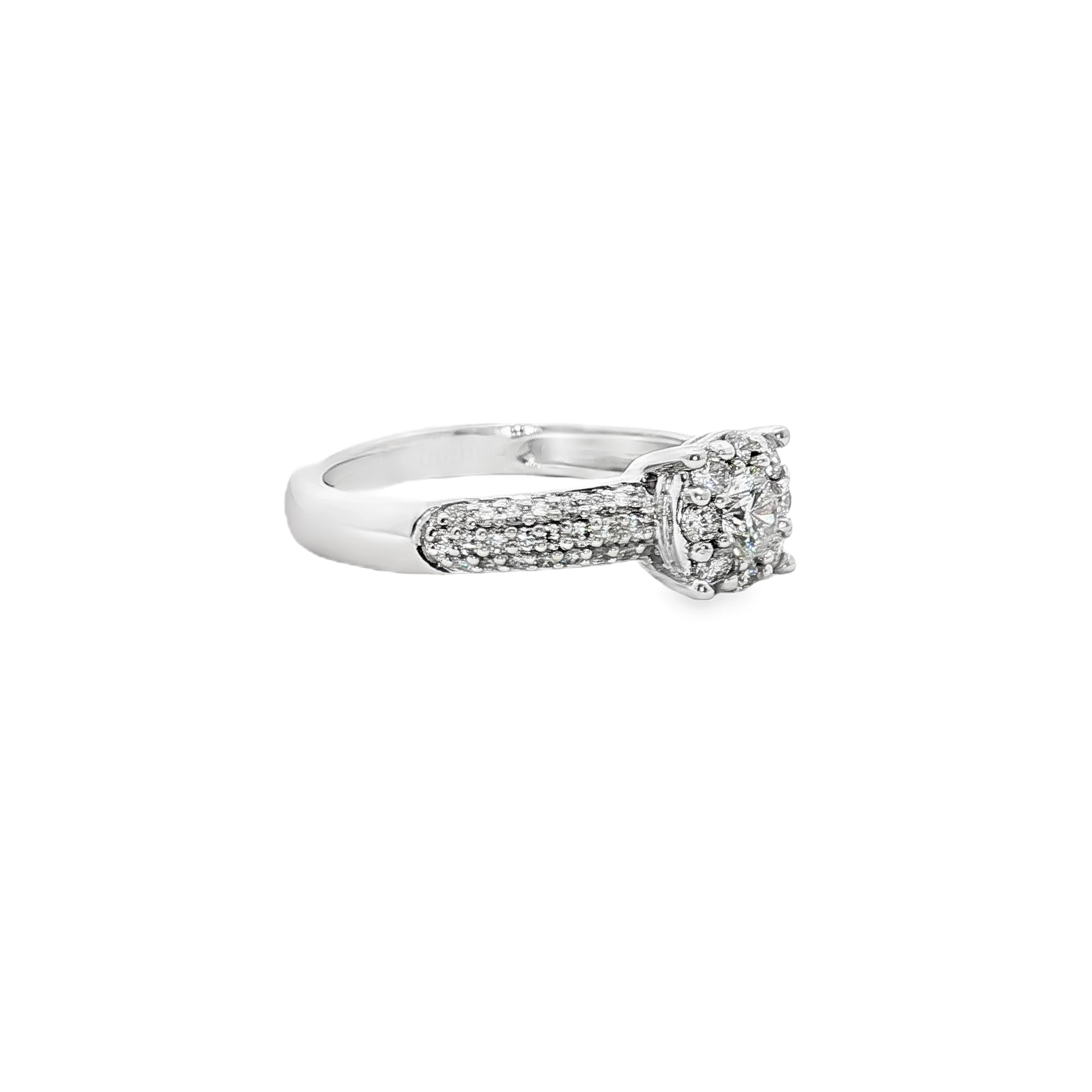 White Gold Engagement Ring with Round Cut Diamond SKU PR91 - Image 3