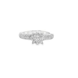 White Gold Engagement Ring with Round Cut Diamond  SKU  PR91
