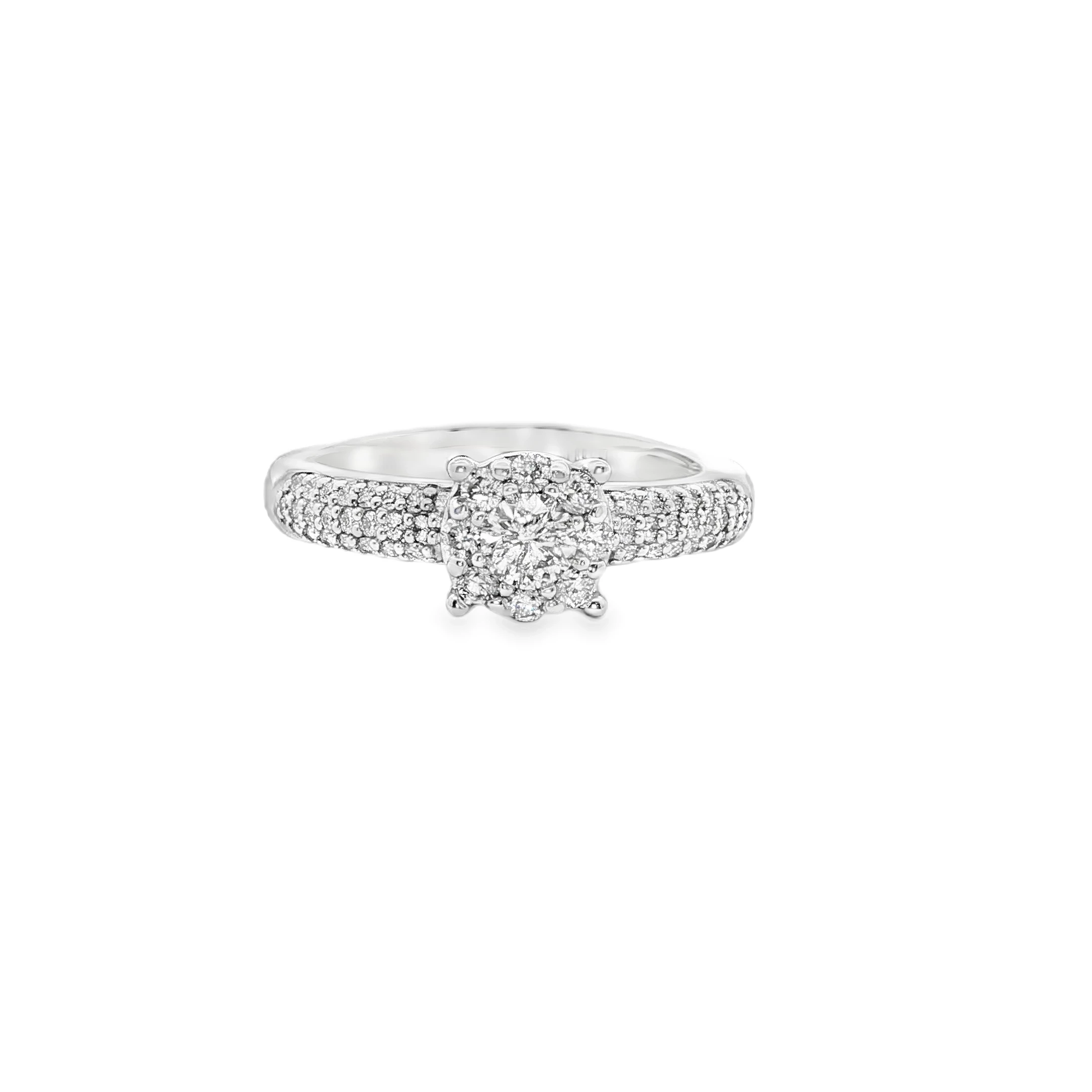 White Gold Engagement Ring with Round Cut Diamond SKU PR91