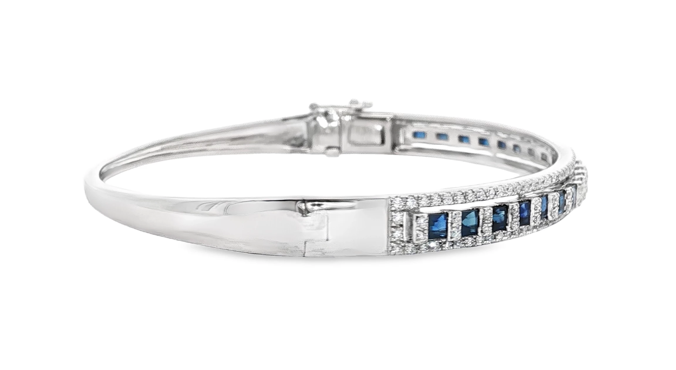 Bangle with Deep Blue Sapphires and Round Brilliant Cut Diamonds. SKU PRS-Jules2 - Image 3