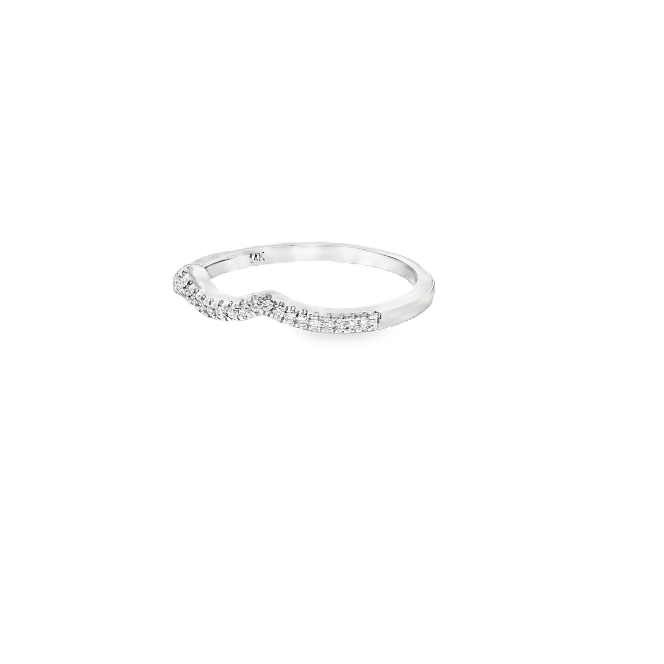 White Gold Silver Band Ring with Round Cut Diamonds SKU PW37-40-P3Q - Image 2