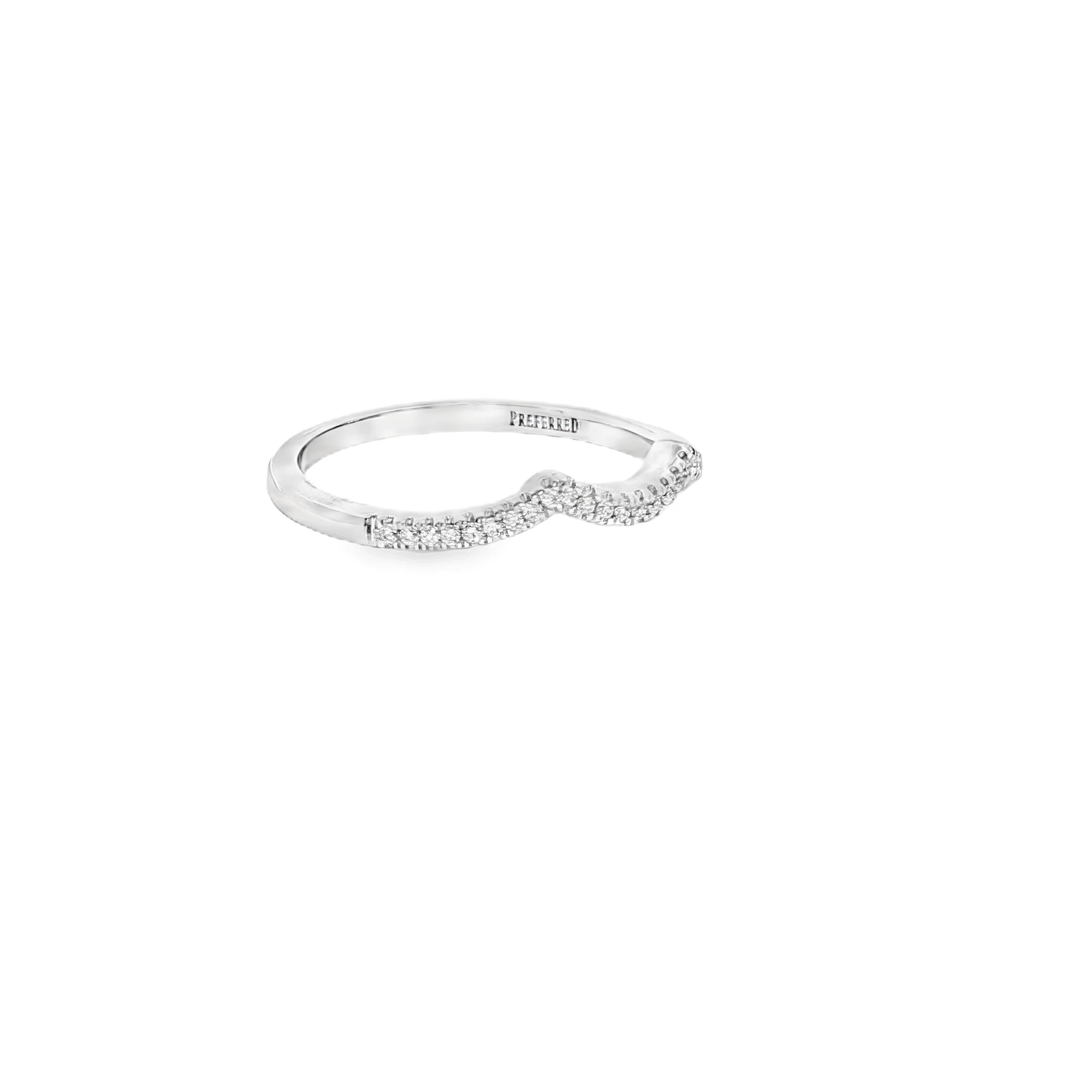 White Gold Silver Band Ring with Round Cut Diamonds SKU PW37-40-P3Q - Image 3