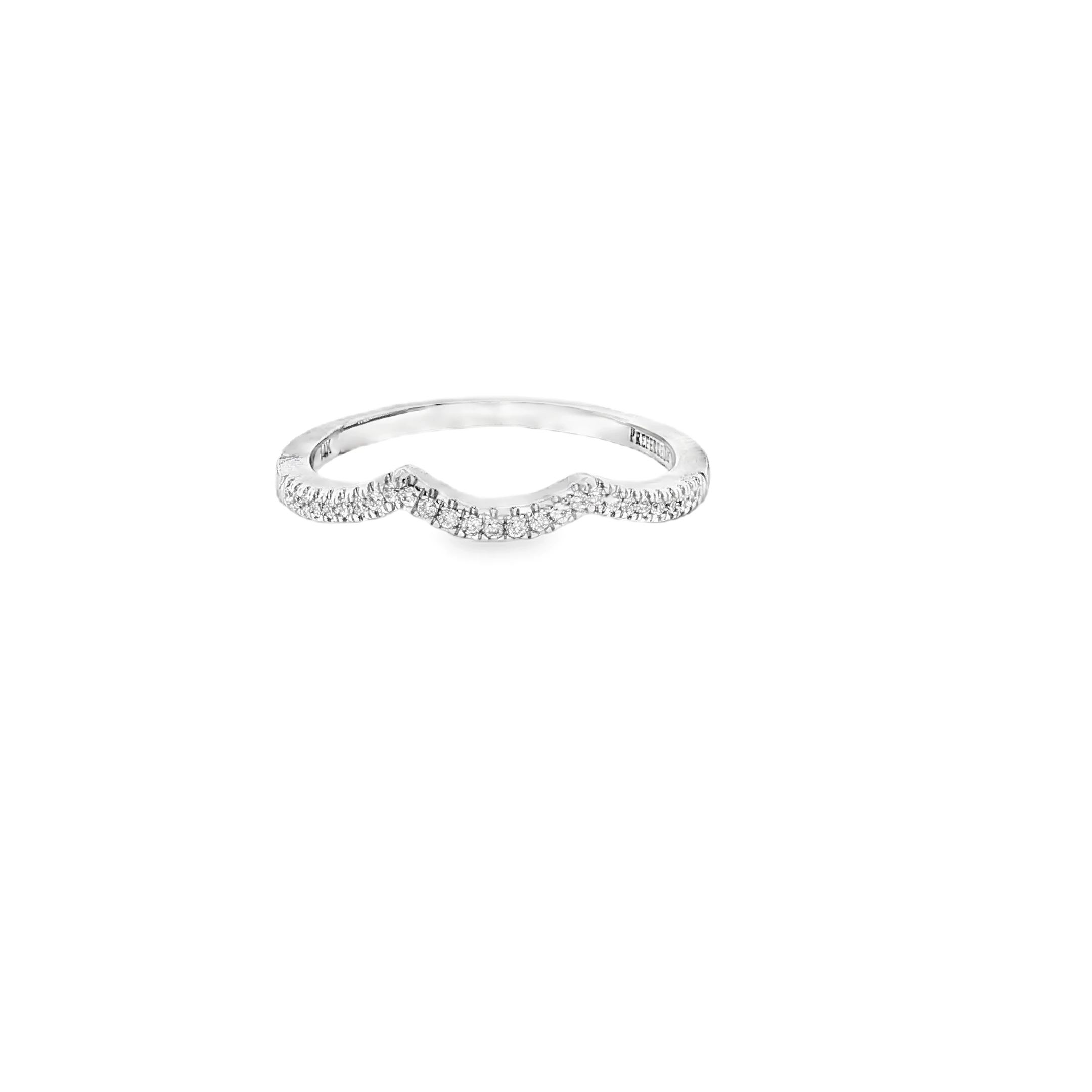 White Gold Silver Band Ring with Round Cut Diamonds SKU PW37-40-P3Q