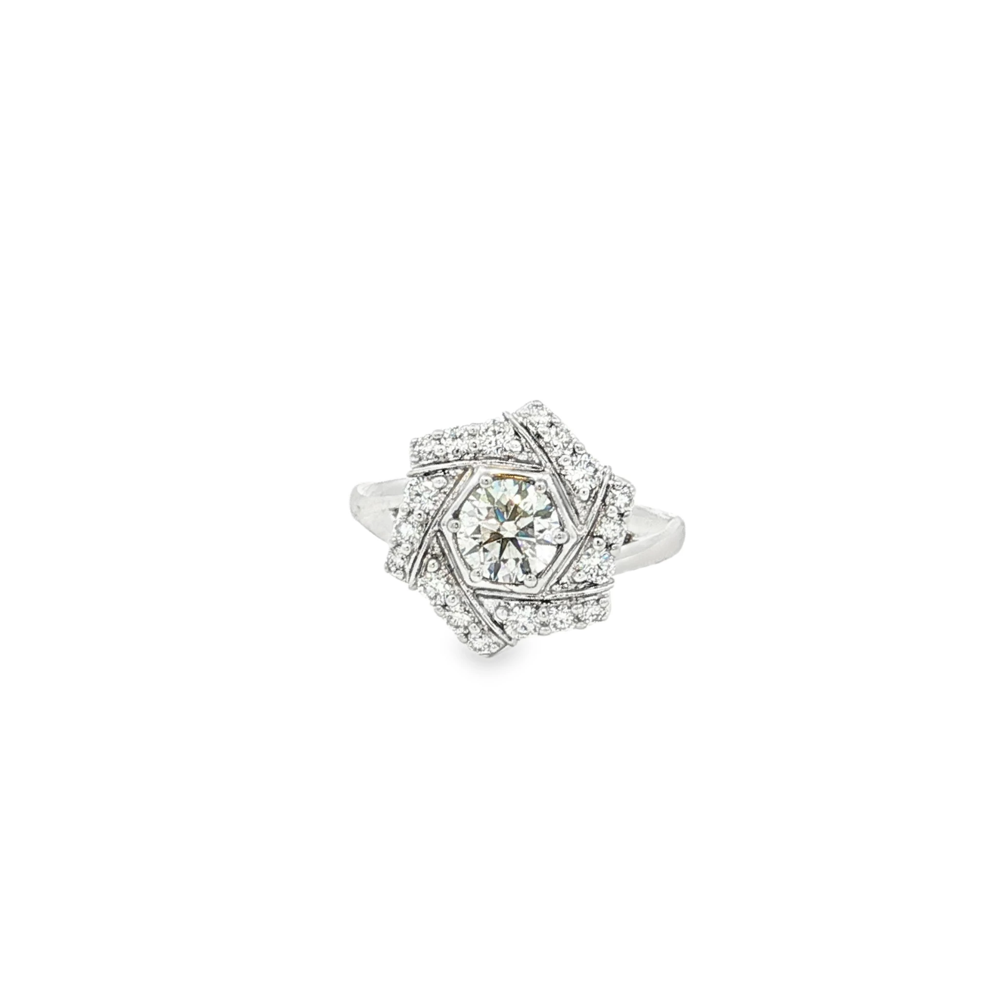 White Gold Cocktail Ring with Round Brilliant Diamond. SKU R-060B-5.7