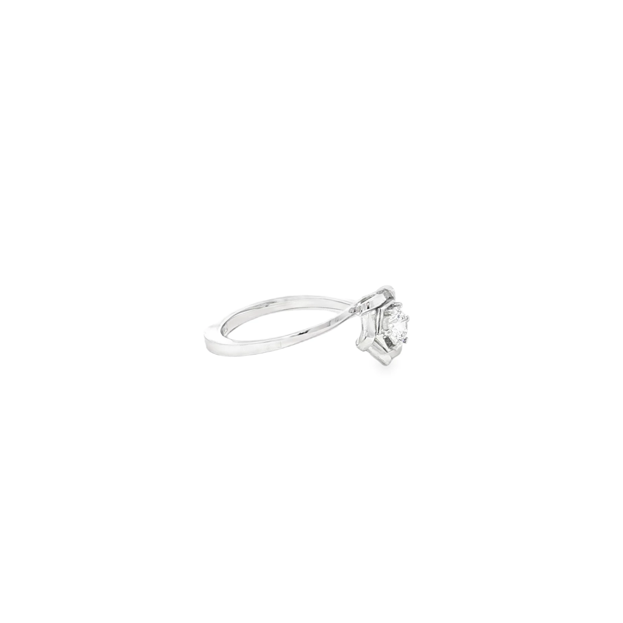 White Gold Solitaire Ring with Round Brilliant Diamond. SKU R-101B-4.2 - Image 3
