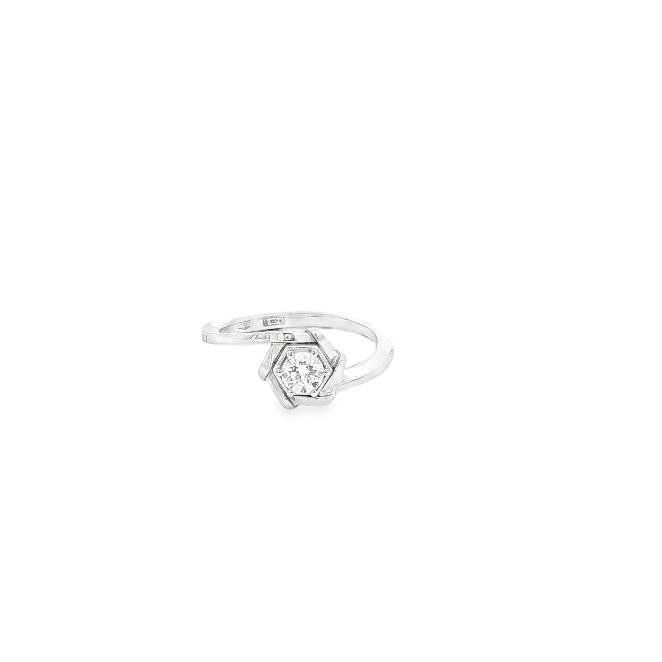 White Gold Solitaire Ring with Round Brilliant Diamond. SKU R-101B-4.2