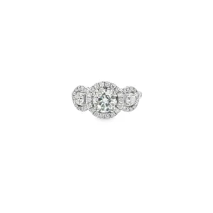 White Gold and Silver Multistone Ring with Round Cut Diamond  SKU    R12055