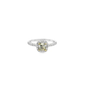 White Gold Multistone Ring with Cushion-Cut Yellow Quartz  SKU     R20011