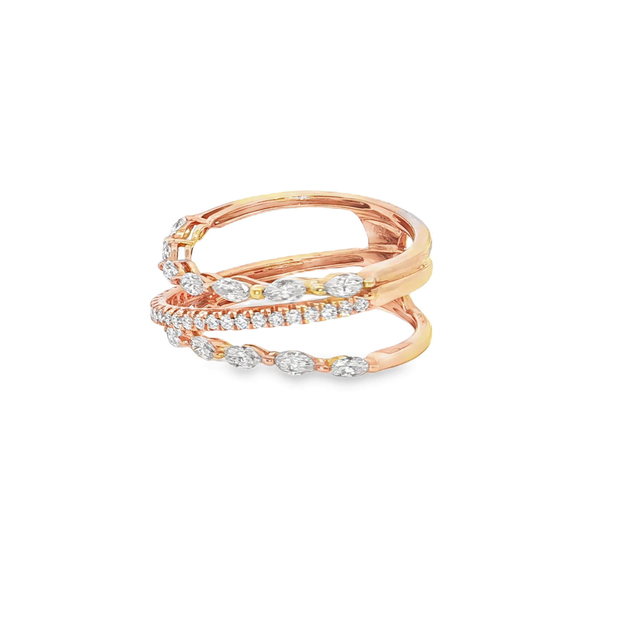 Rose Gold Multistone Ring with Round Cut Diamonds SKU SC25258-1 - Image 2