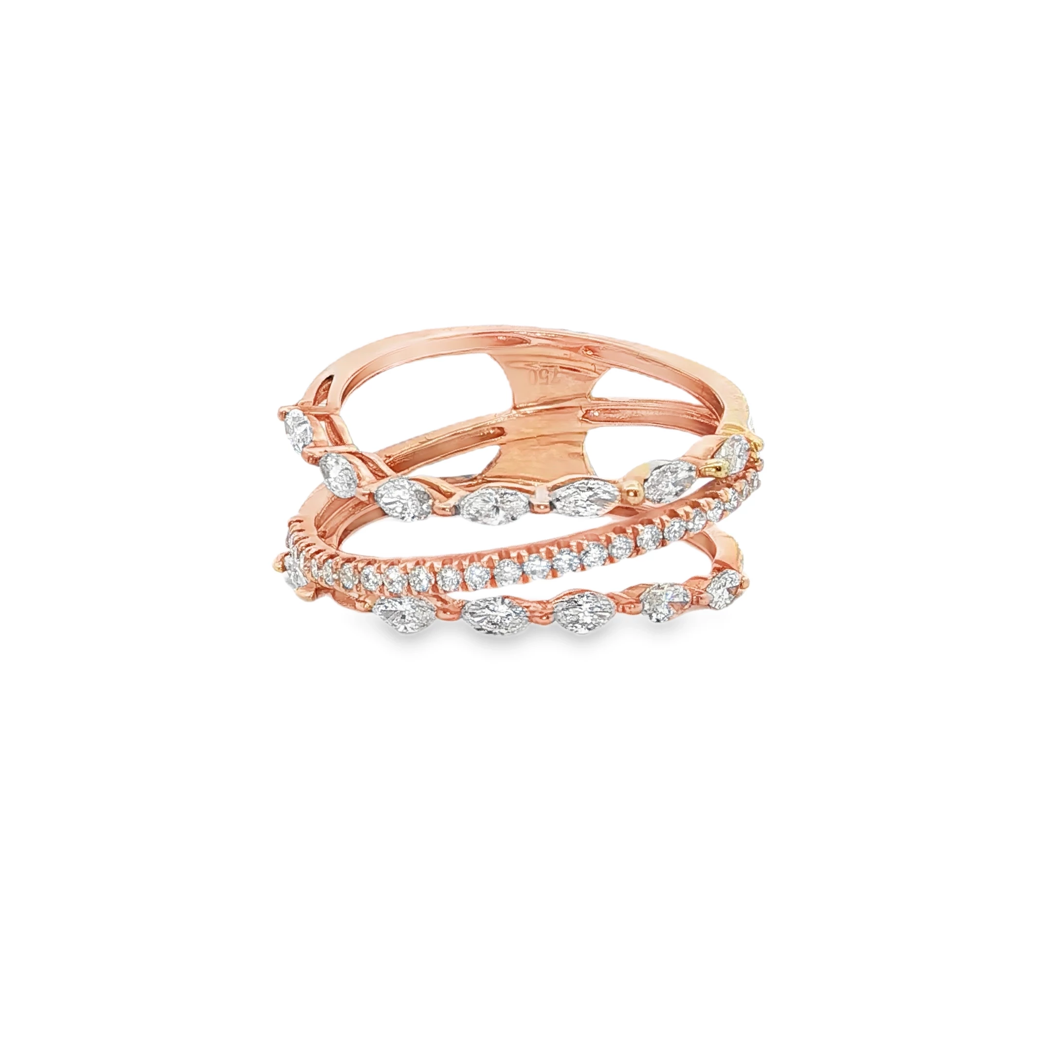 Rose Gold Multistone Ring with Round Cut Diamonds SKU SC25258-1