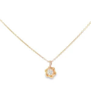 Yellow Gold Diamond Solitaire Pendant Necklace. SKU UN-0565