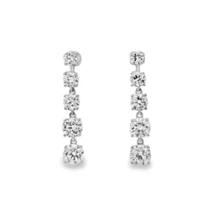 10 stone, 4.1 CT, Elegant White Gold Dangle Earrings
