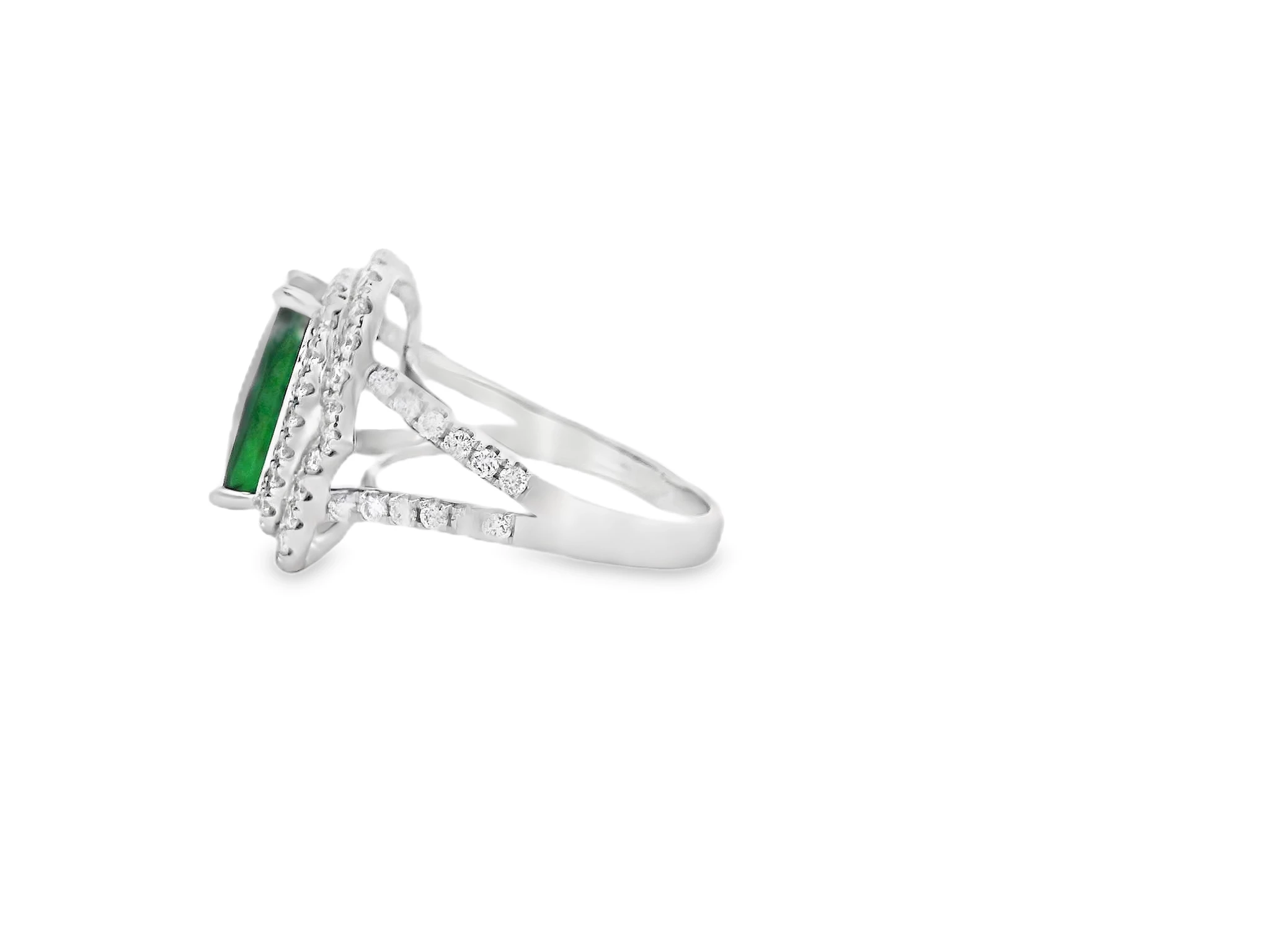 14kt White Gold Cocktail Ring with Cushion-Cut Green Tourmaline