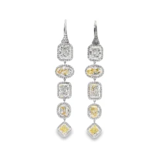 14kt White Gold Dangle Earrings with multi-cut diamonds
