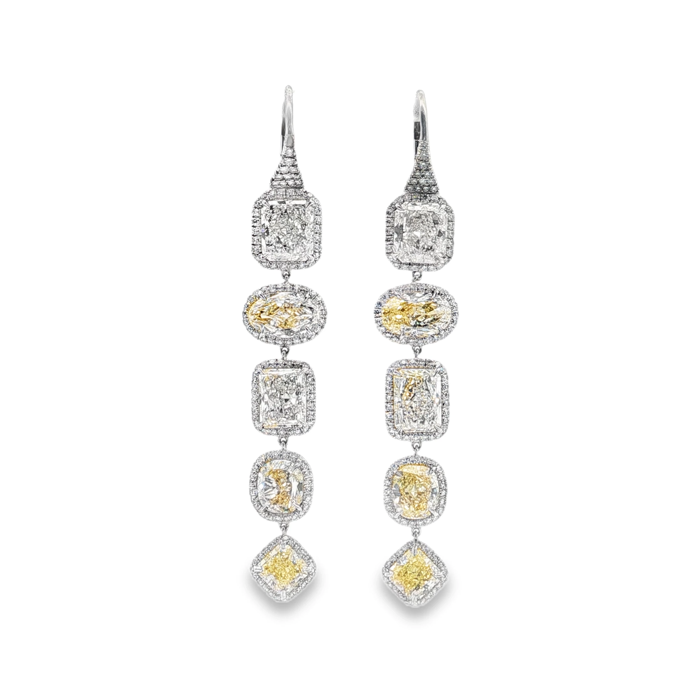 14kt White Gold Dangle Earrings with multi-cut diamonds